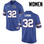 Women's Florida Gators #32 Adarius Lemons NCAA Nike Blue Authentic Stitched College Football Jersey XGW7862GY